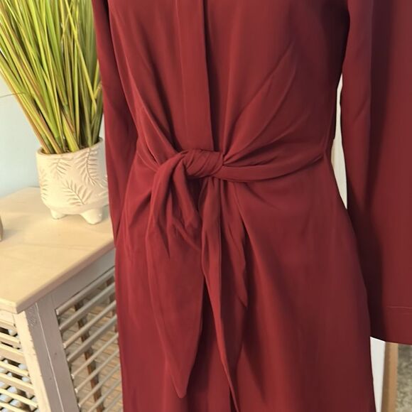 Lauren Ralph Lauren- Women’s Wine Tie-Front Dress - Size 4 - Picture 7 of 11